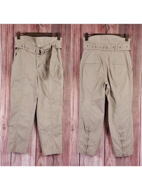 *FLAW* Marissa Webb Gia Pants Womens Size 6 Belted Paperbag Sandshell